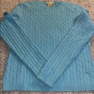 Vertical Design Crewneck Cashmere Sweater medium Cable Knit 2 Ply Pullover